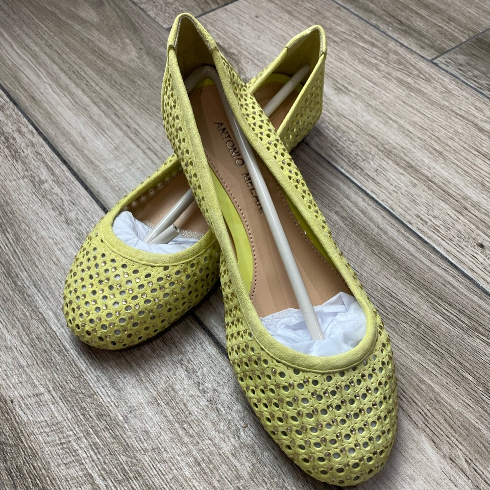 NWOT. Antonio Melani Yellow NEW Ballet Flats with Embelleshments Size 7M. NWOT